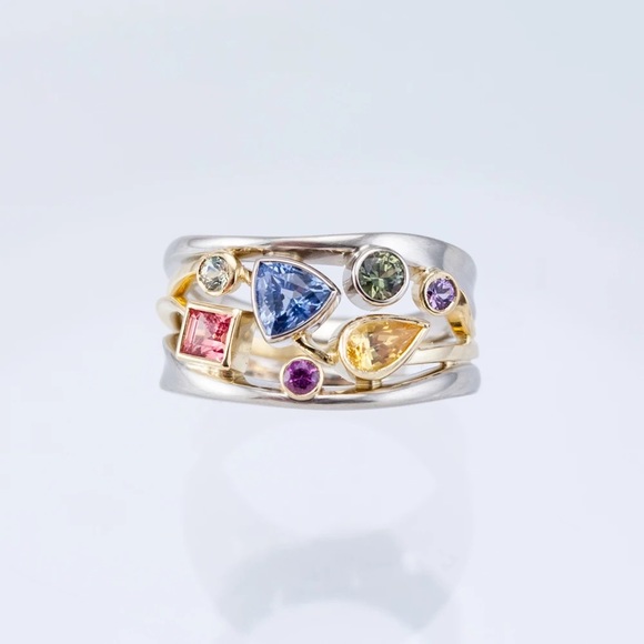 New Unisex 925 Silver Colorful Diamond Ring - Picture 4 of 4